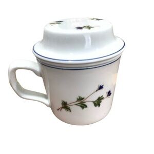 Vintage‎ Pillivuyt Tea Cup Strainer Lidded Barbeau France French Floral Print